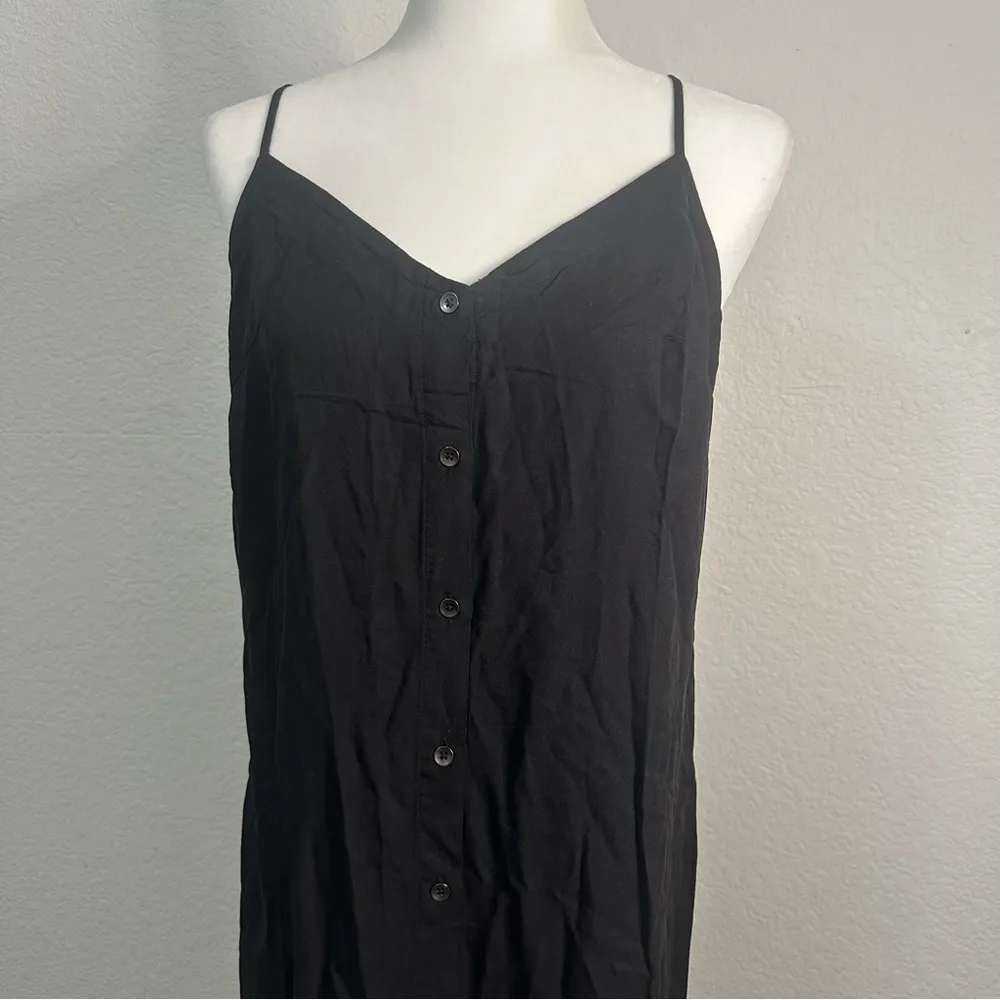 NWT 7 For All Mankind Spaghetti Strap Button Front Midi Dress black Size Small - Image 4