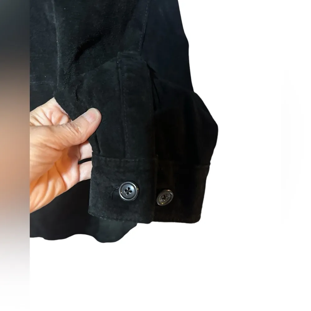 Trendy Unisex Shacket Shirt Jacket Suede Rugged Black Small Boho Chic - Image 8