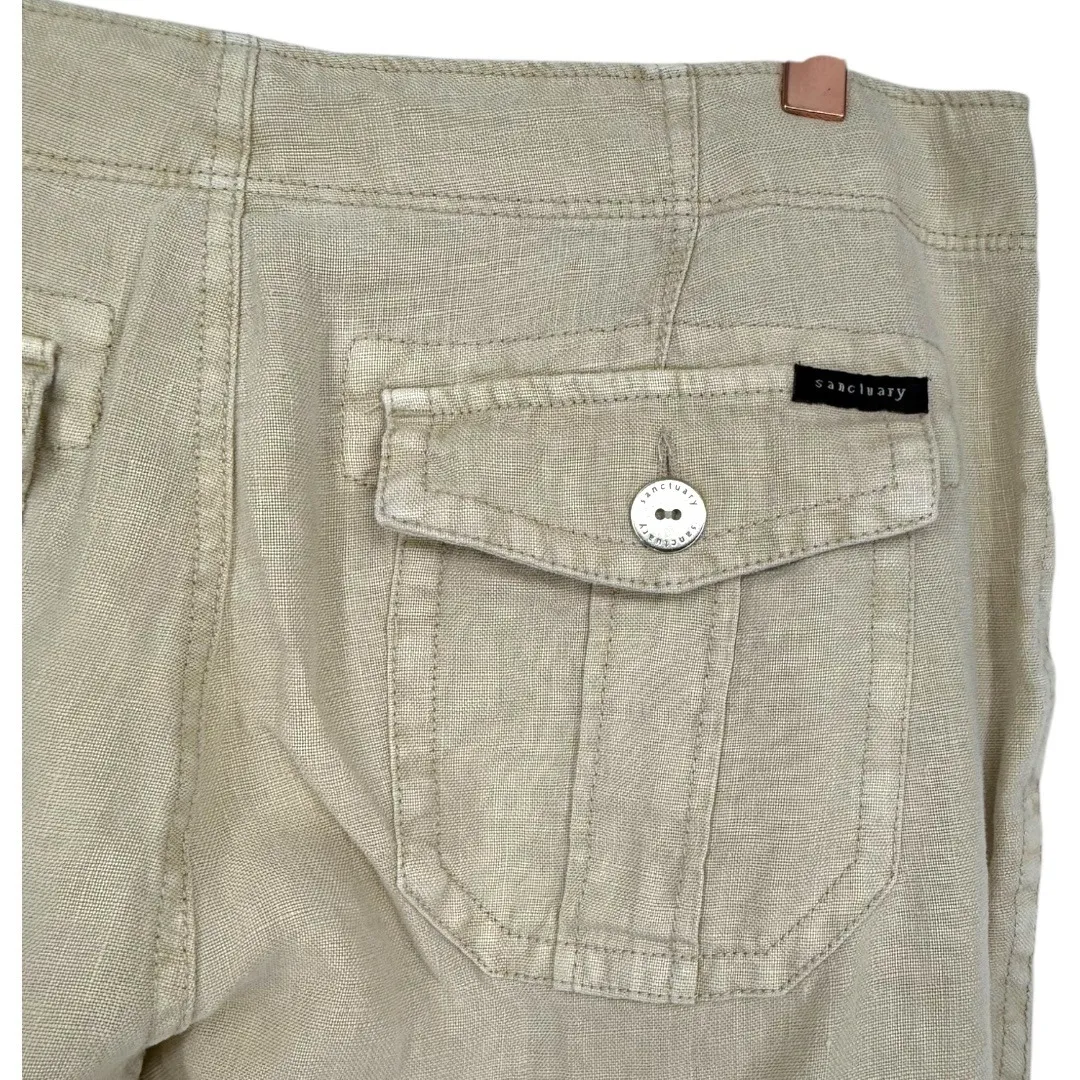 NWT Sanctuary Linen Straight Leg Pants Khaki Size 30 Beachy Casual Neutral - Image 9