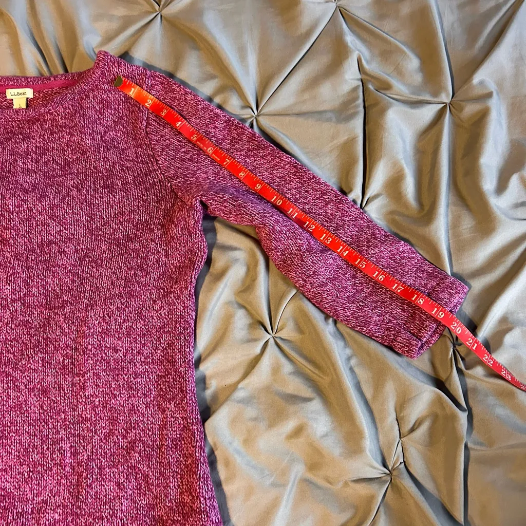 LL Bean Pink Sweater Womens Size Large Regular Knit Cotton Crewneck Top 282281 - Image 7
