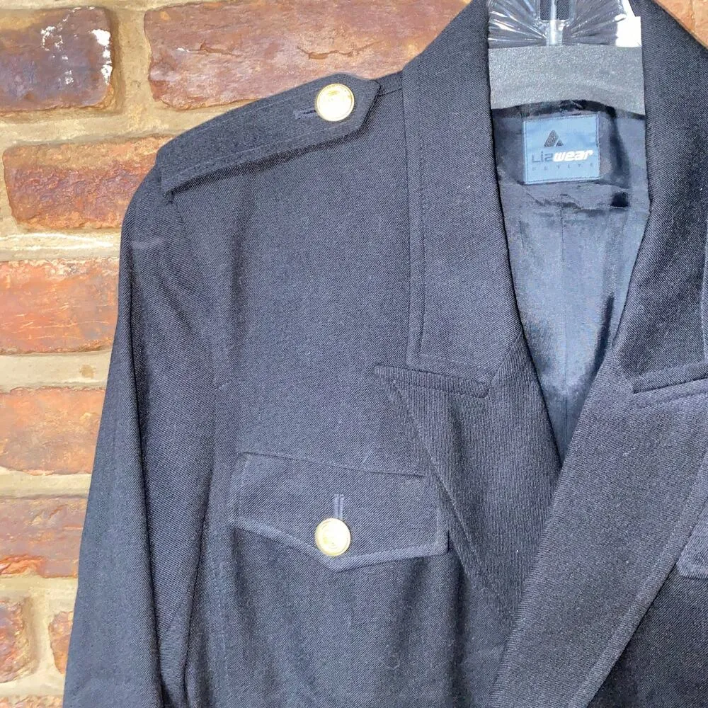 Lizwear Liz Claiborne Vintage 80s Black Double Breasted Blazer Size 4P Petite - Image 2