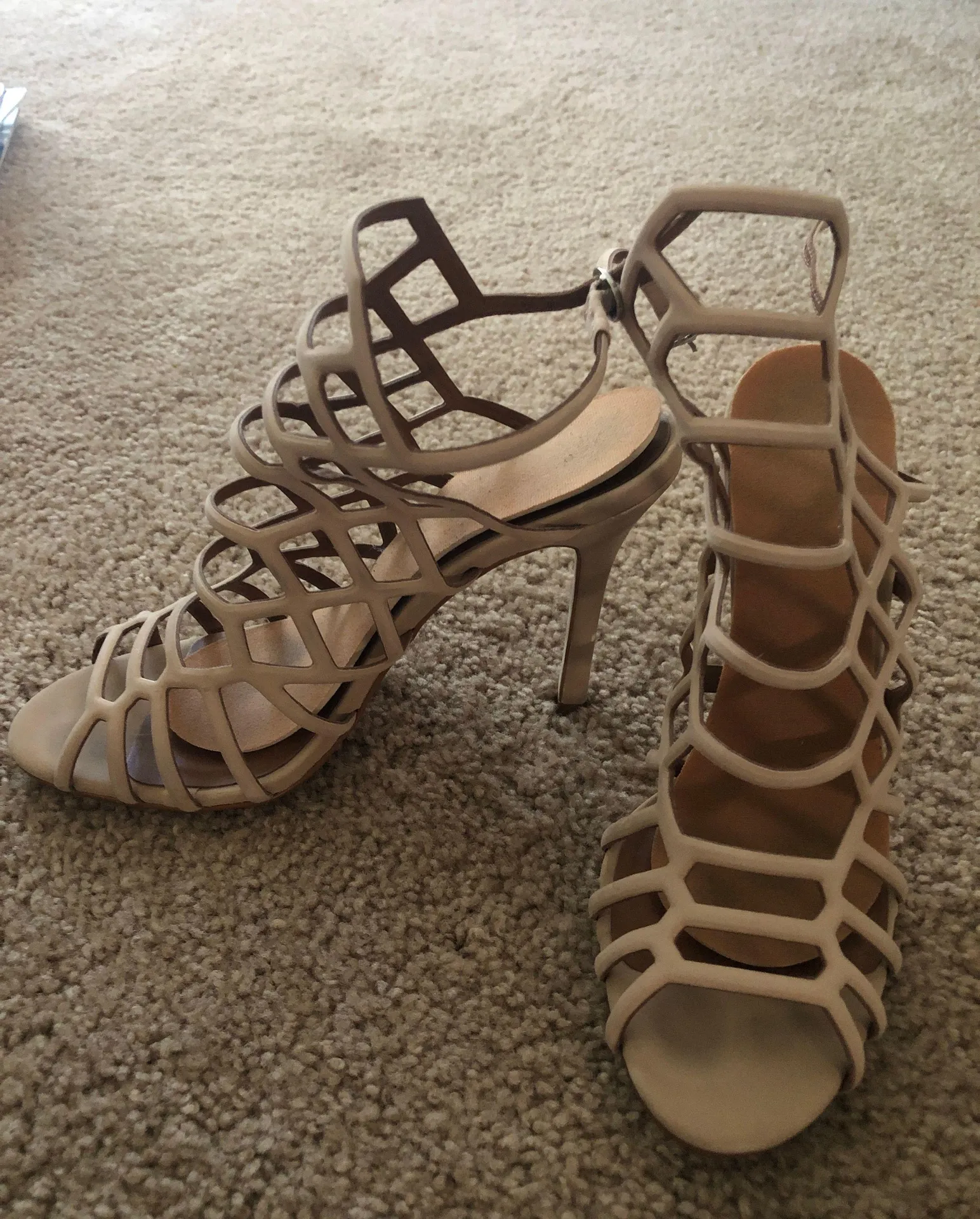 Strappy Nude Heel Sandals - Image 4