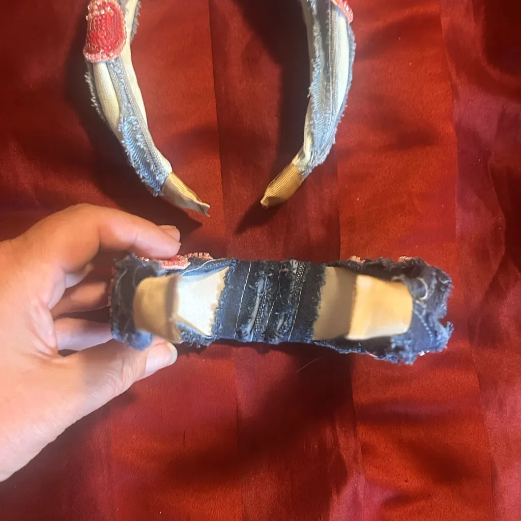 Embroidered cherries Headband Set Blue - Image 6