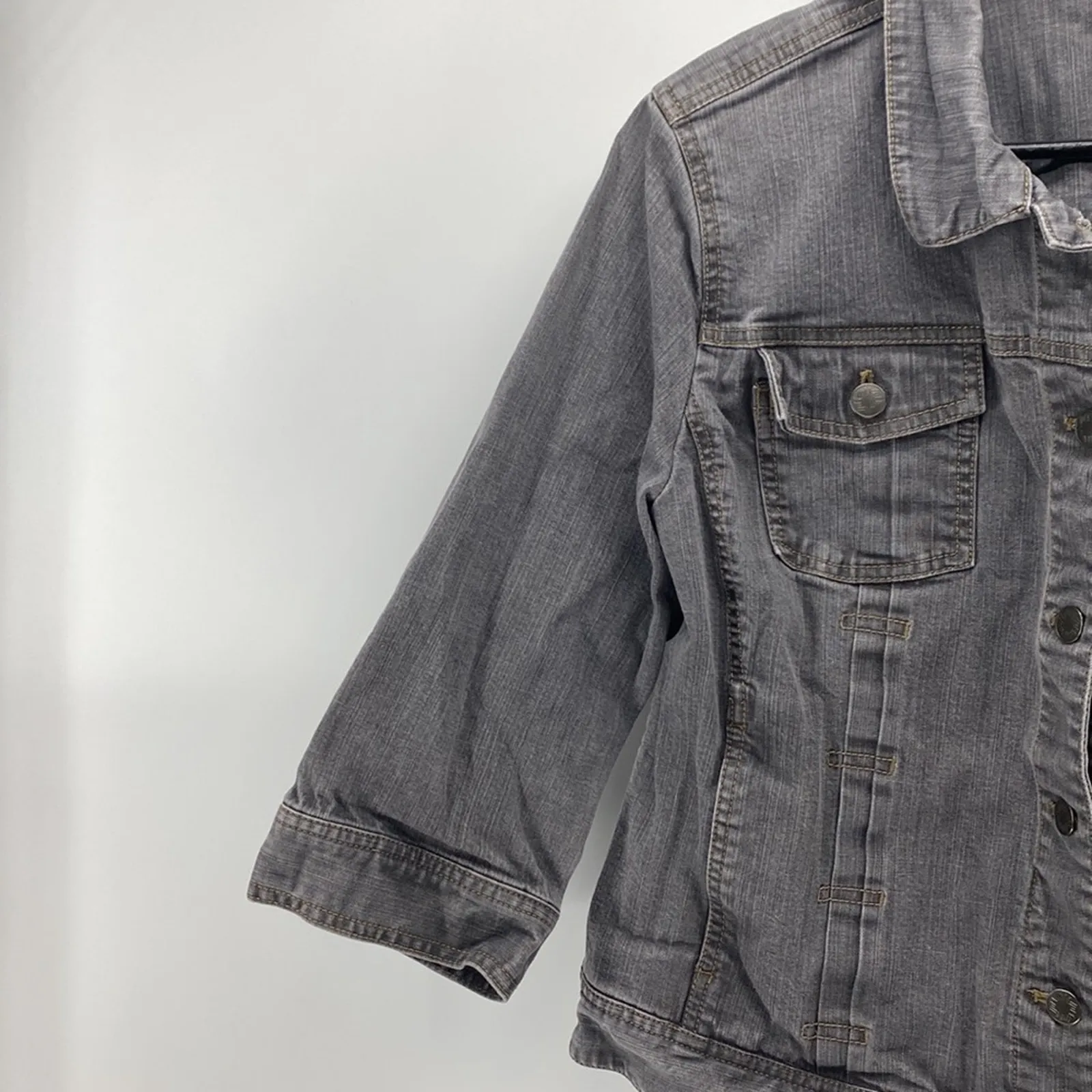 j.jill gray stretch denim 3 quarter sleeve jacket festival casual size L casual Size L - Image 5