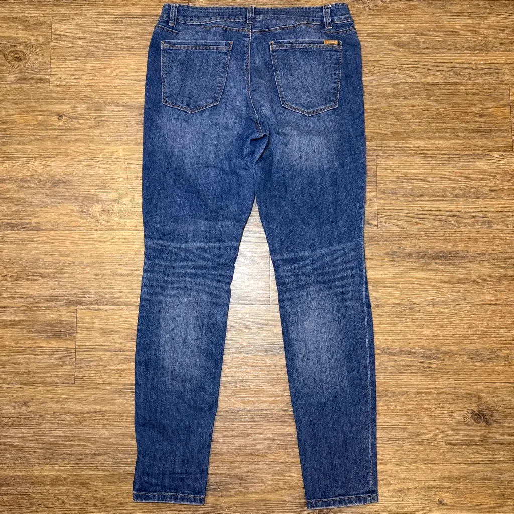 NWOT White House Black Market Skimmer Dark Blue Skinny Jeans Distressed Size 10 - Image 9