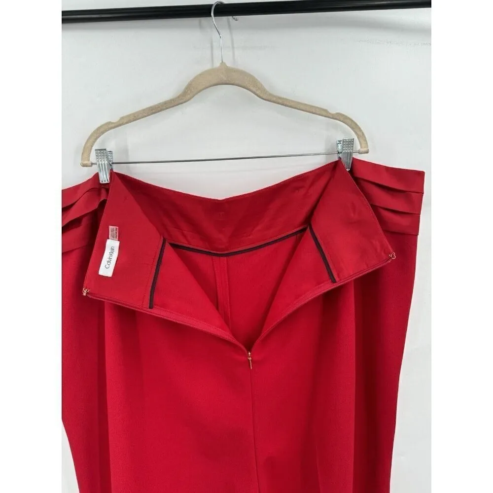 Calvin Klein Pant Women 24W Red Straight Leg Formal‎ Business Mature Plus Size - Image 5