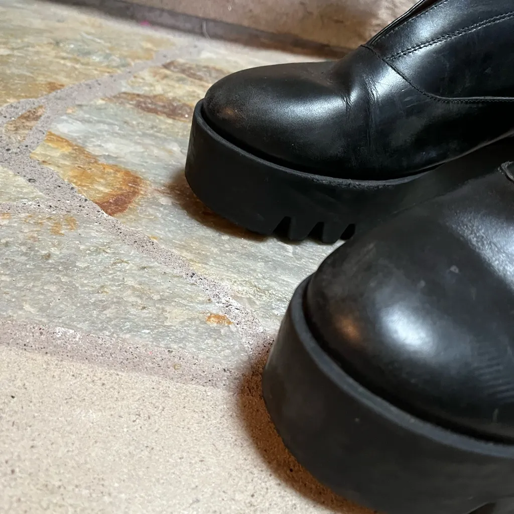 & Other Stories Black Leather Platform Derby Shoes Creepers 8.5 - Image 4