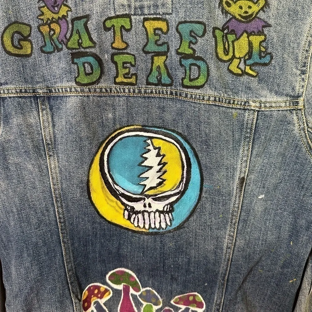 Abercrombie & Fitch Jean Jacket Women’s Large Grateful Dead Hand Painted 091 - Image 4