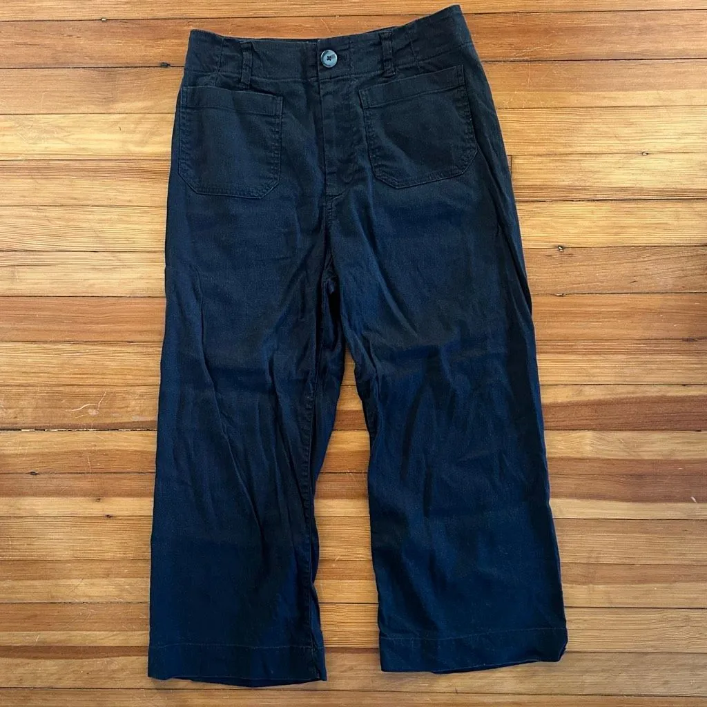 Maeve by Anthropologie Colette Linen Blend Cropped Wide-Leg Pants in Black Size - Image 3