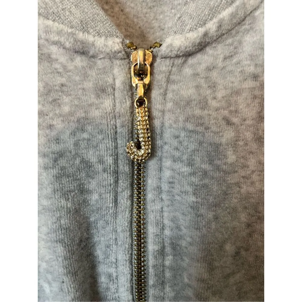 Juicy Couture Black Label Gray Velour Full‎ Zip Jacket Size Small - Image 4