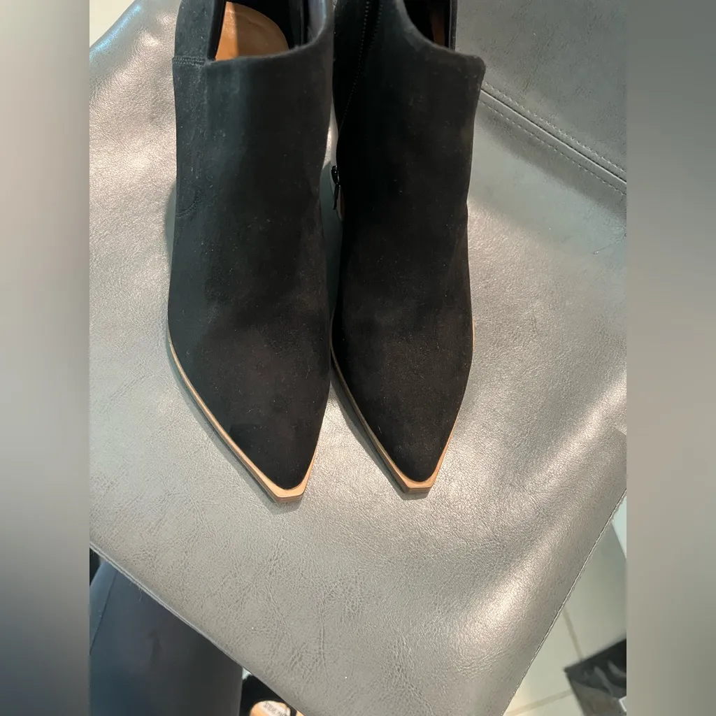 NEW Womens Pointed Toe Ankle Boots Block Stacked Chunky Heel Zipper Booties Shoe Black Size 8 - Image 7