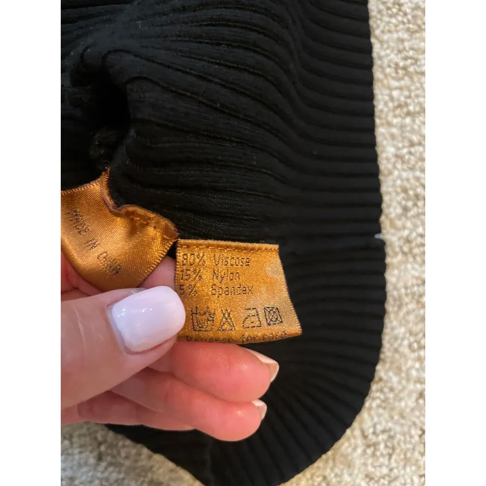 Belldini Black Ribbed Crystal Detail Zip Up Hoodie Medium - Image 8