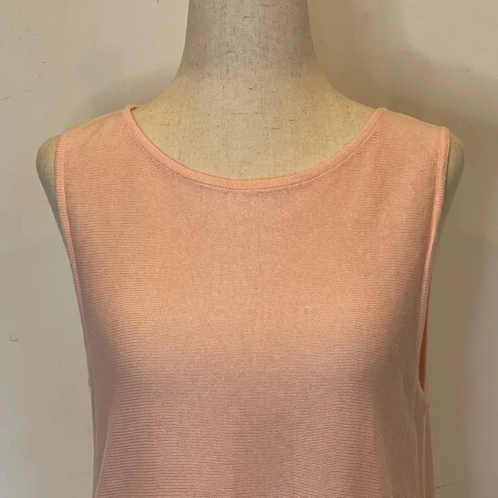 J. Jill Light Pink Linen Blend Fringe Bottom Tank‎ Size XS - Image 4
