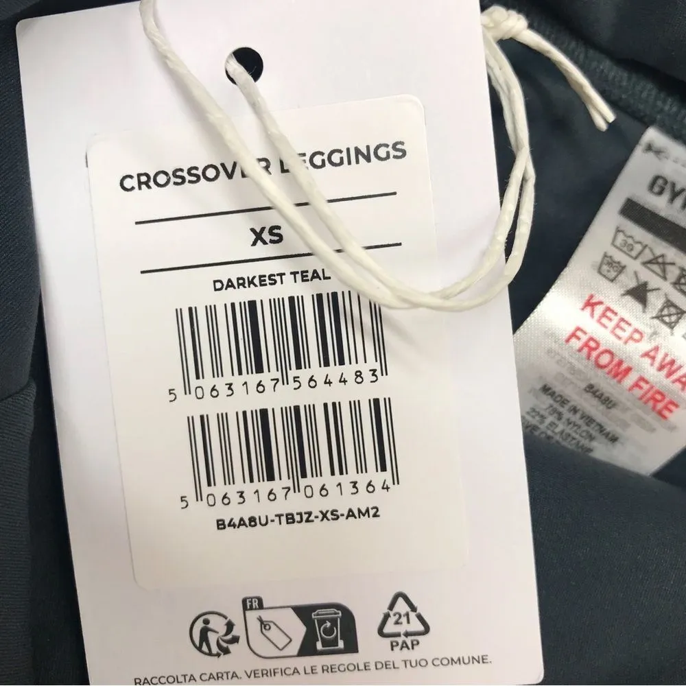 GYMSHARK Crossover‎ Leggings Workout Running Gym  Darkest Teal Size XS New - Image 7