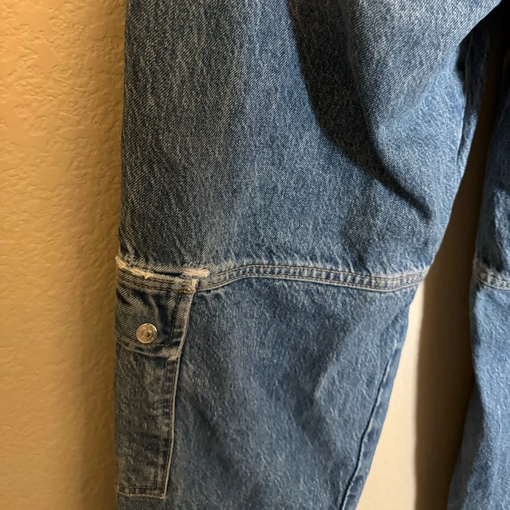 Free People Marx Slouch Denim Cargo Utility Jeans Sz 27 in‎ Bluebell - Image 11