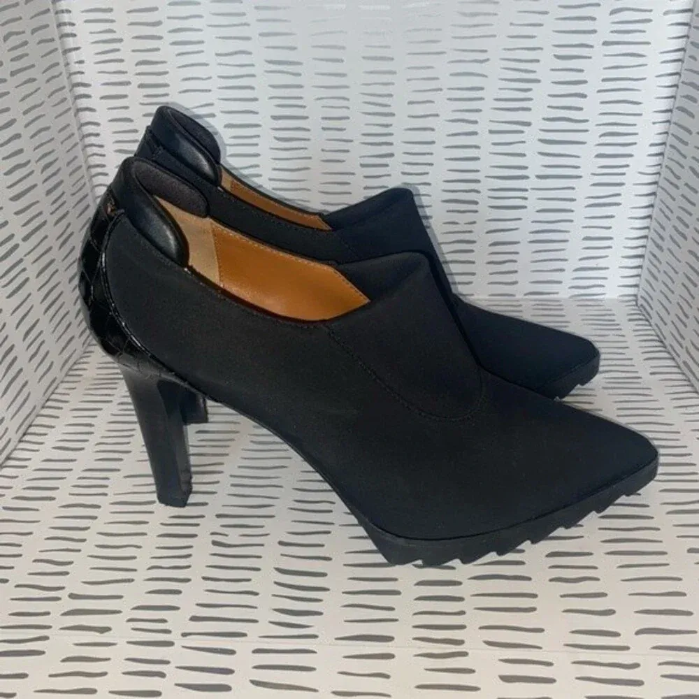 Femme Right Bank Shoe Co‎ Size 9 Black Ankle High Heel Stiletto Platform - Image 4