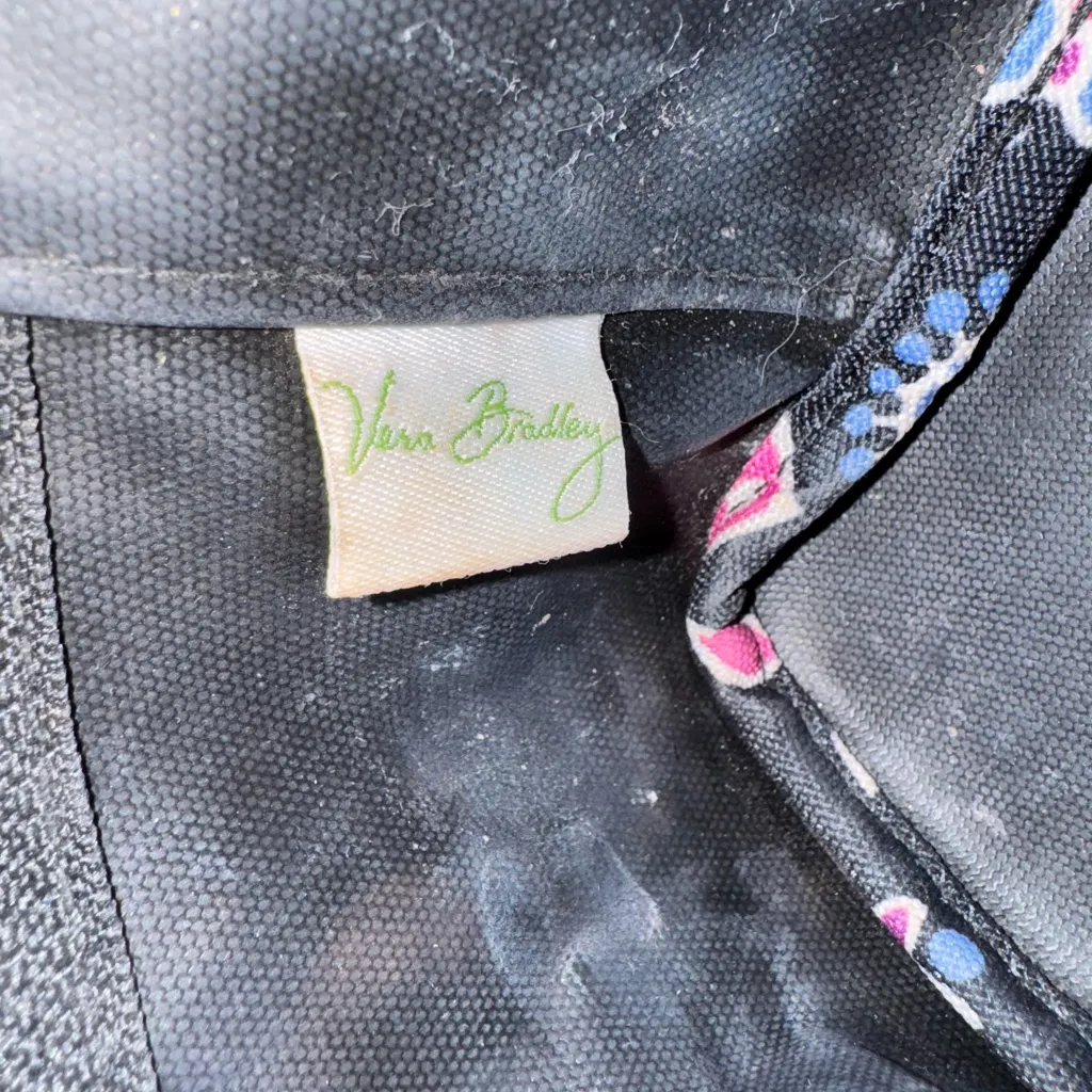 Vera Bradley Alpine Floral Print Makeup Cosmetic Bag Organizer Black Pink Travel - Image 5