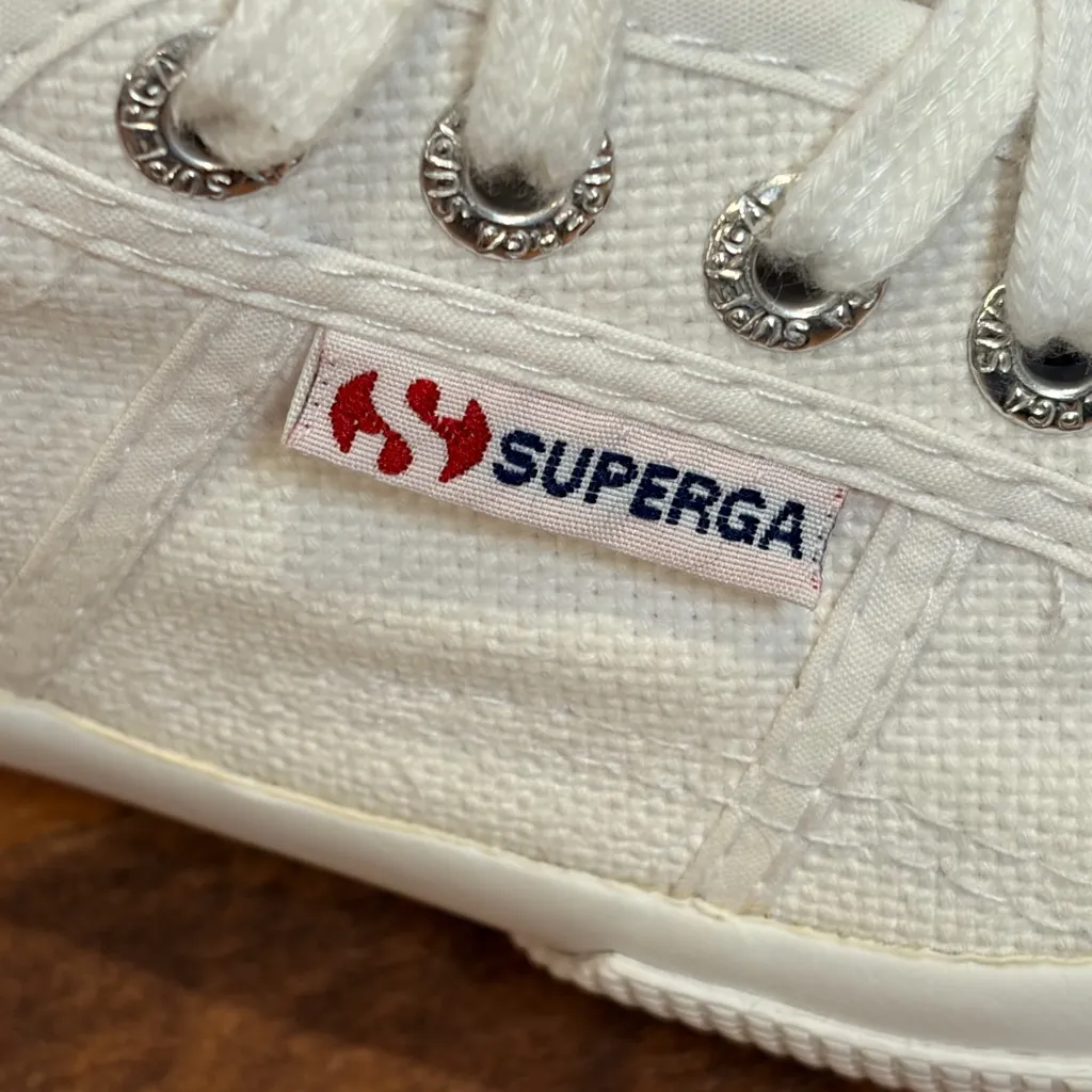 Superga  Cream Canvas Sneakers - Image 4