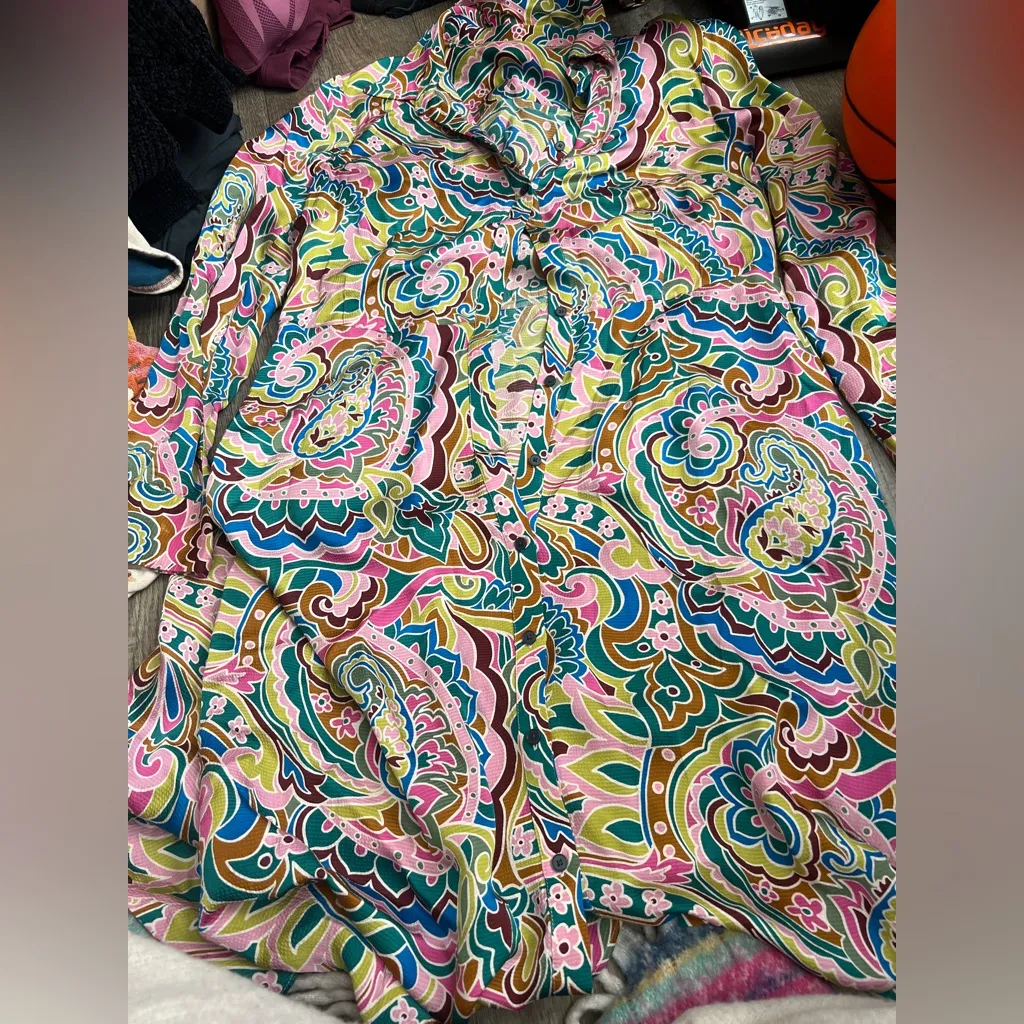 Boden Green Kate Satin Shirt Dress US Size 14R Pink - Image 7