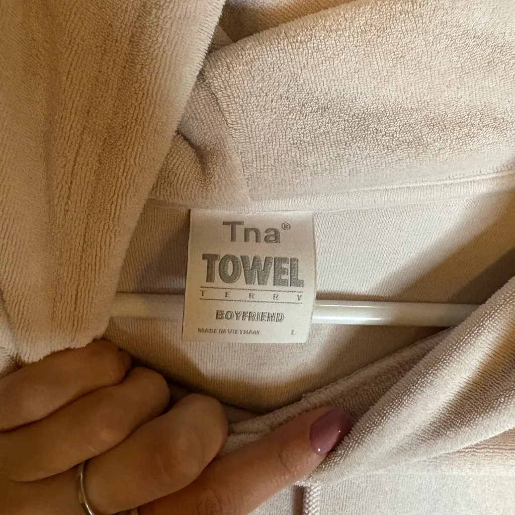 TNA Towel terry boyfriend hoodie Pink Size L - Image 2