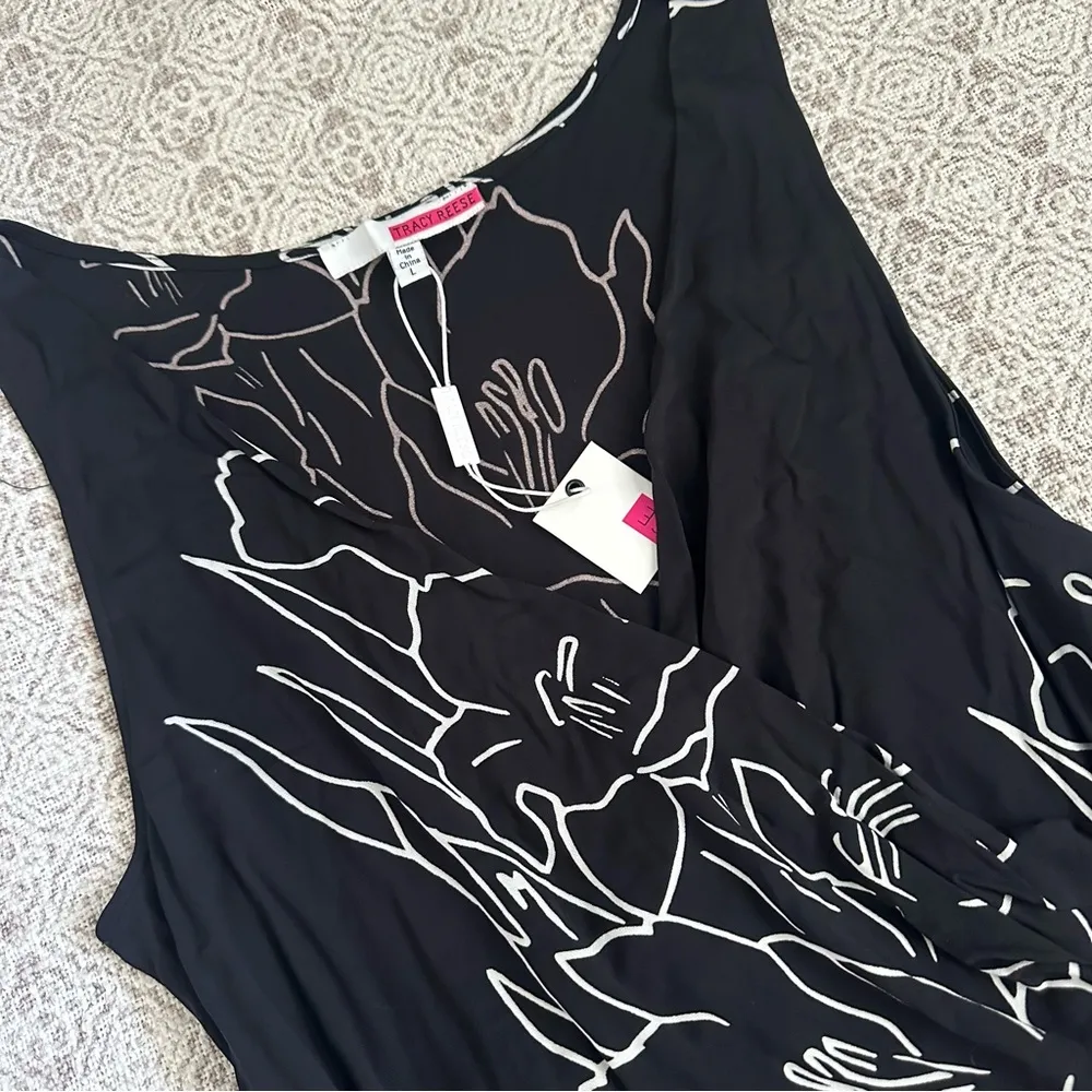 Tracy Reese Ruched Combo Dress In Black Calla Lily - Image 5