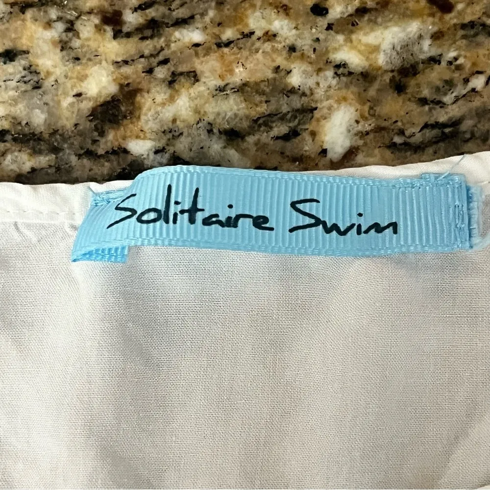 Solitaire Swim Ivory Eyelet Crochet Tunic Top M Sheer Boho Coastal Western - Image 9