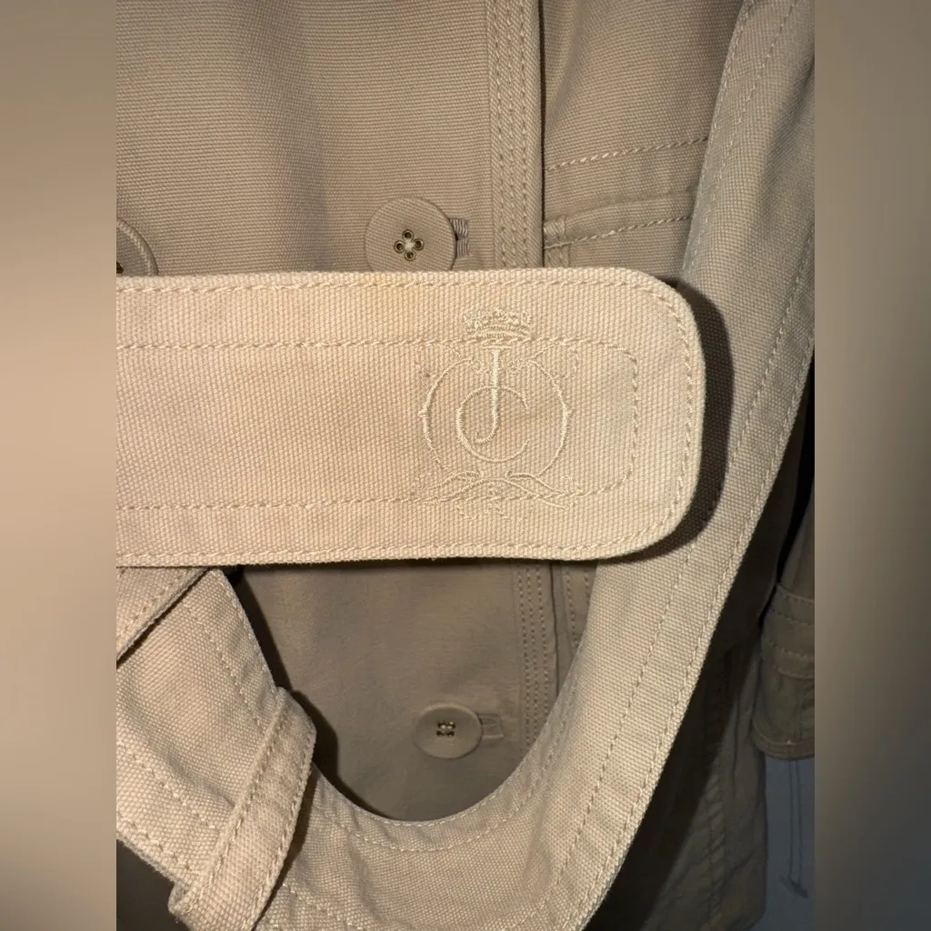 NEW Y2K Vintage Juicy Couture Cotton Double-Breasted Tan Beige Small Trench Coat - Image 11