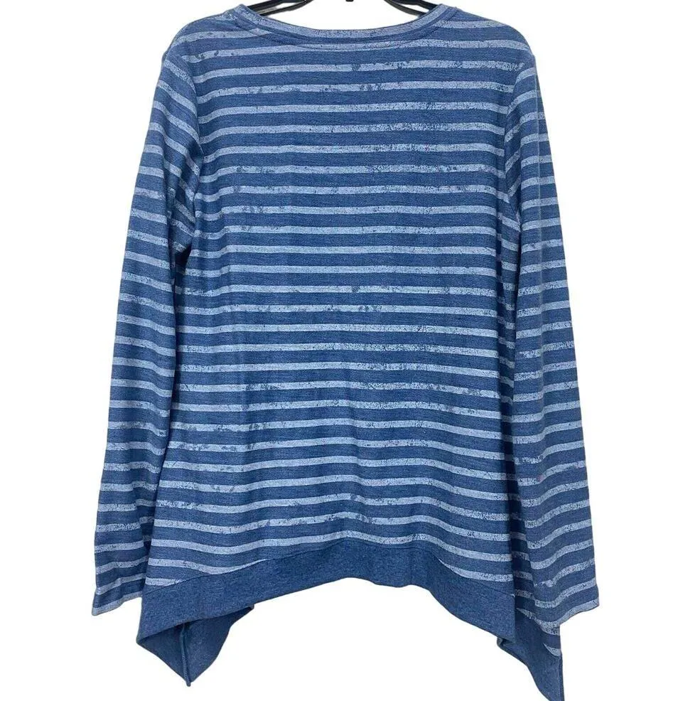 Silverwear Women's Blue Striped Long Sleeve Sweater Size M Tunic Scoop Neck Size M - Image 2