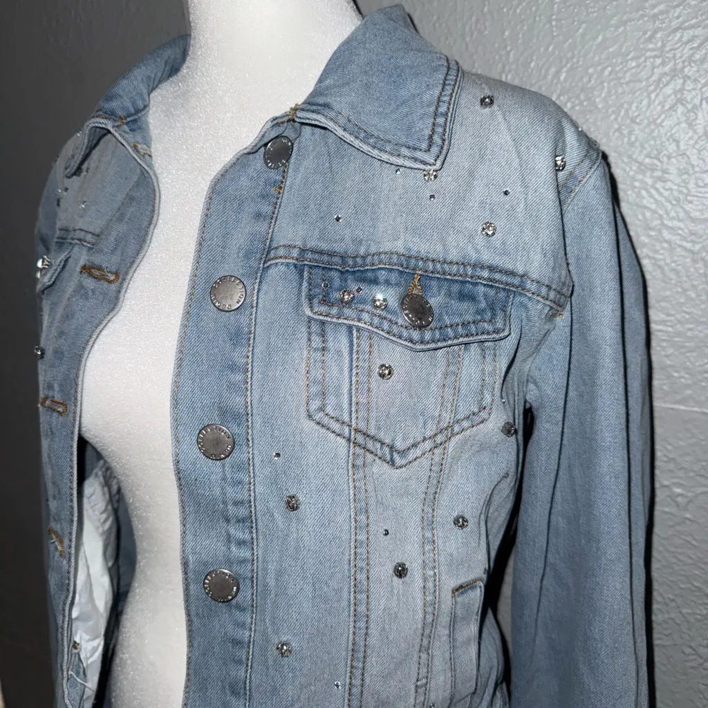 NWOT Rhinestone Denim Jacket Size Small Cavalani Denim Collection - Image 3