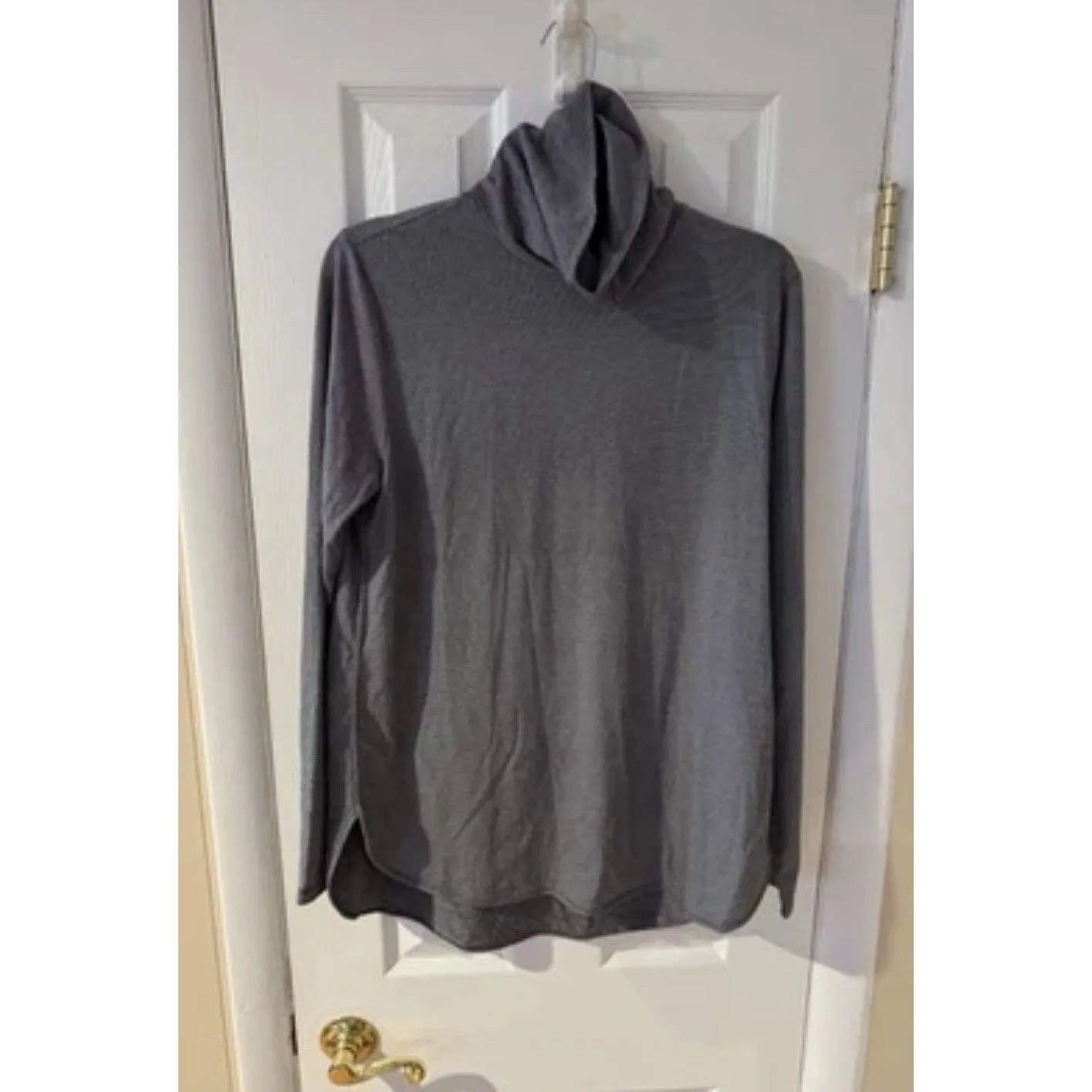 Lands' End Blue Gray Micro Striped Turtleneck Tunic Polyester Blend Size M Size M - Image 6