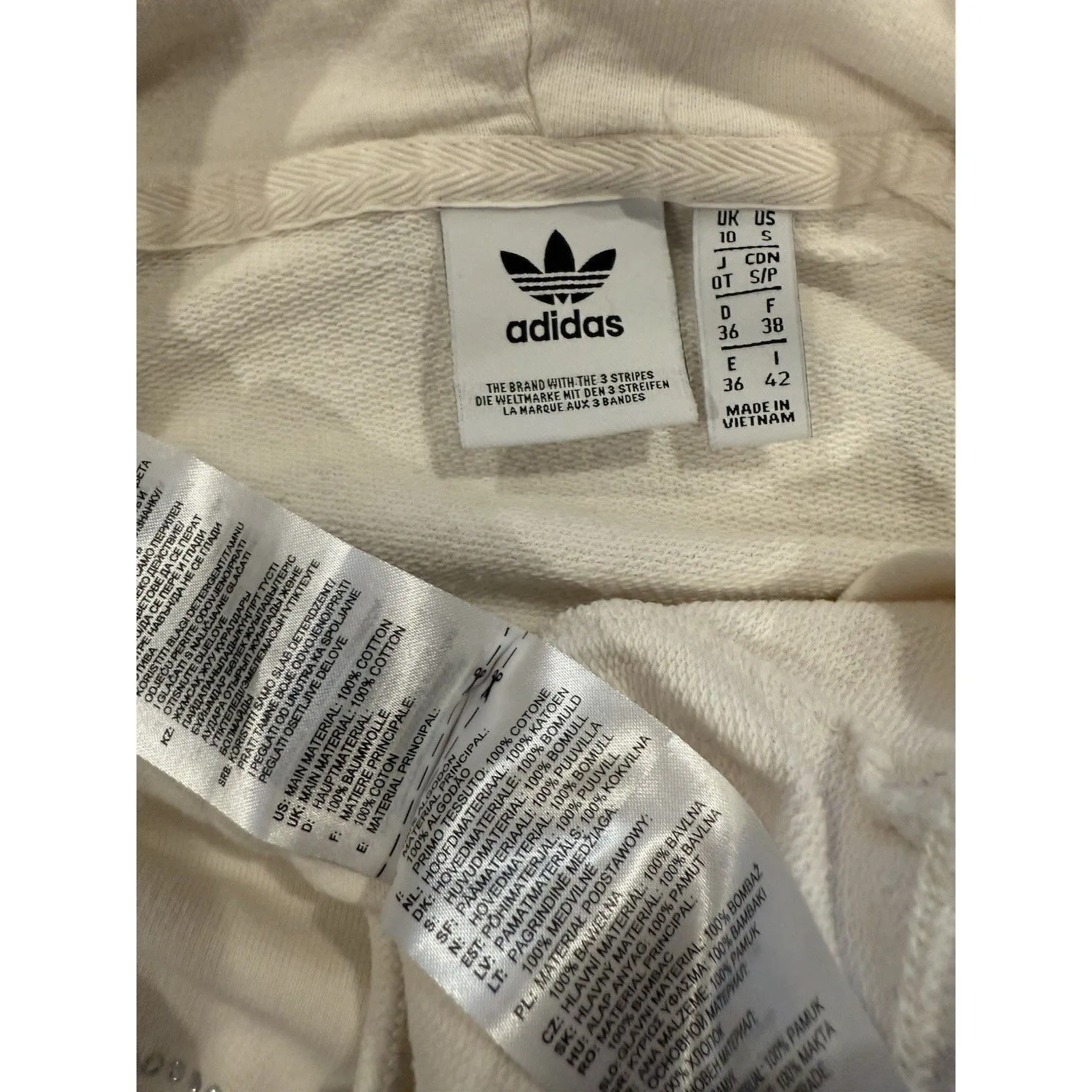 Adidas Cropped Hoodie Womens Small 100% Cotton Travel Lounge Casual Athletic - Image 3