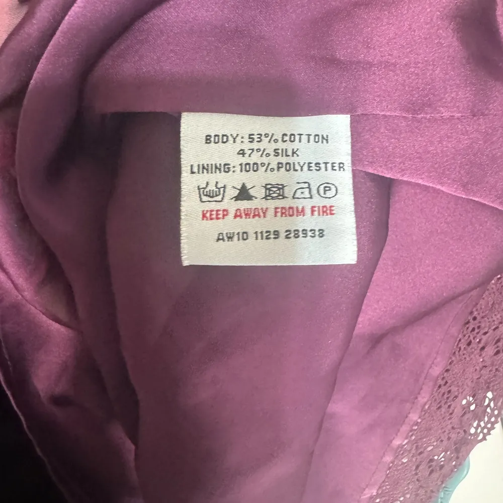 White Stuff Mini Dress Purple Floral Silk blend sleeveless sz 10 Boho lace trim - Image 7