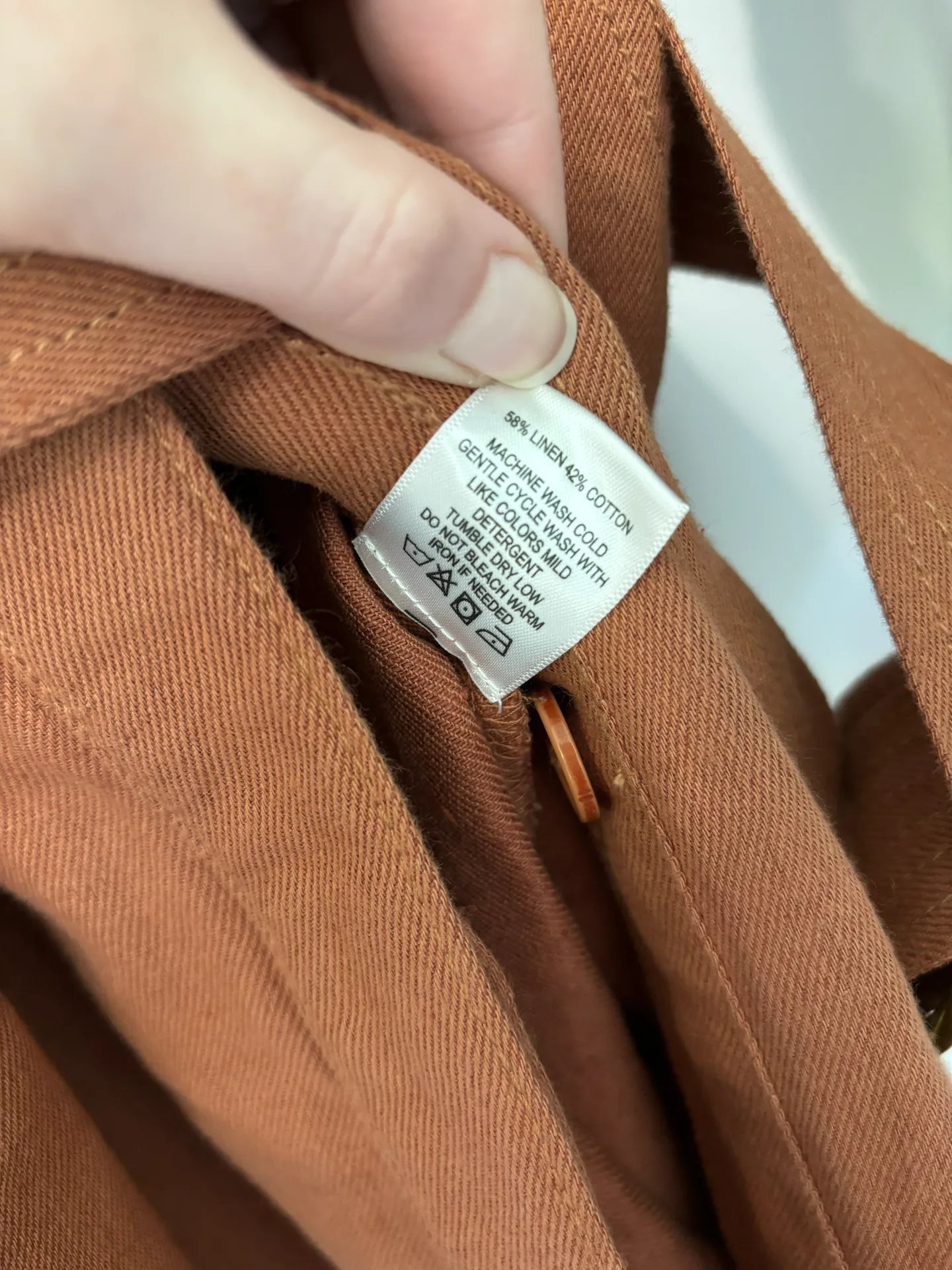 ABLE Charlyn Linen Blend Button Up Jumpsuit in Amber Brown Size L - Image 13