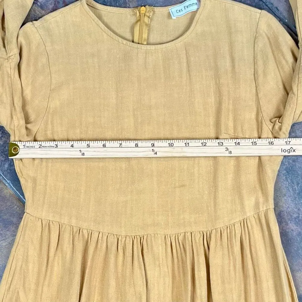 Ces Femme Yellow 3/4 Bell Sleeve Dress Small - Image 6