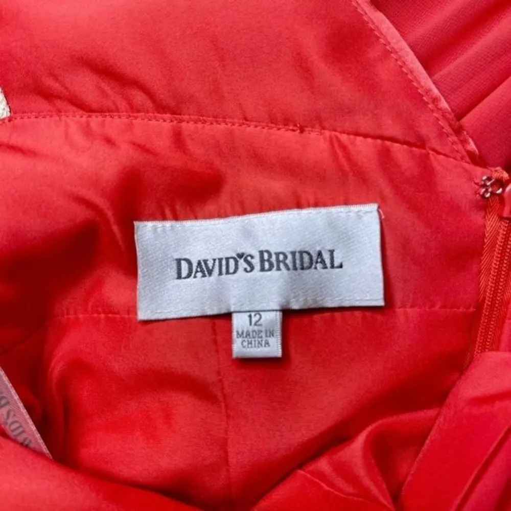 David’s Bridal Coral Halter Bridesmaid Dress Long Formal Gown 12 - Image 8