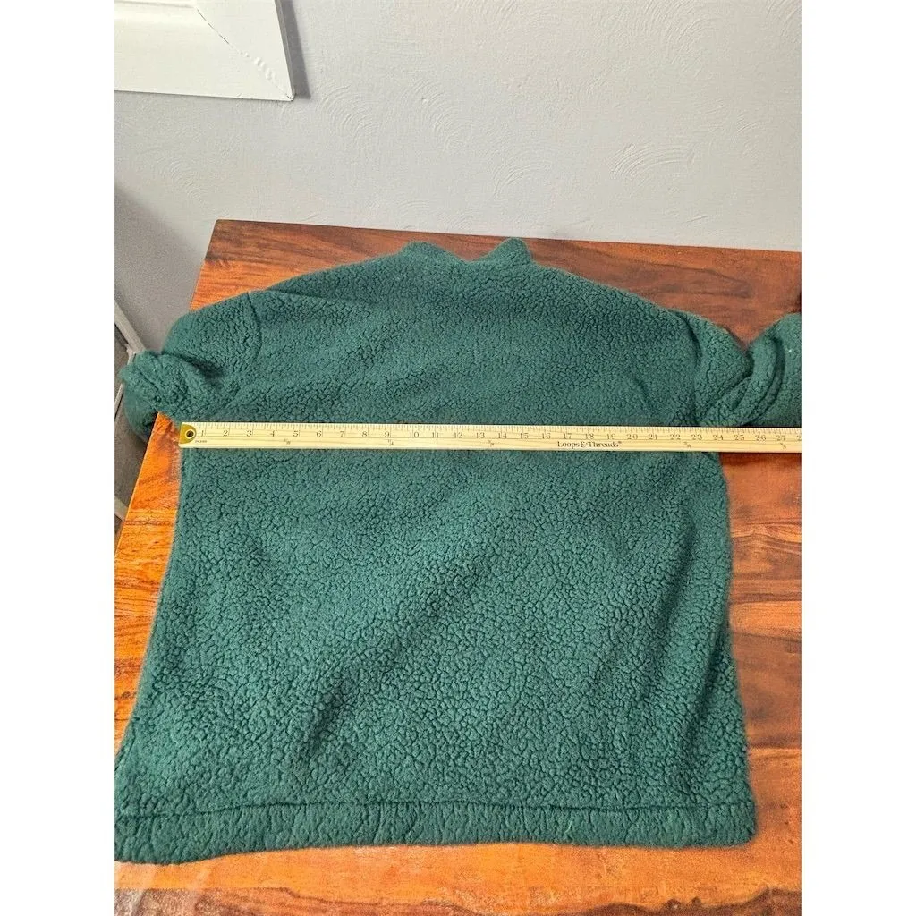 Lands' End Women's Faux Shearling Fleece Pullover Green Size M - Image 3