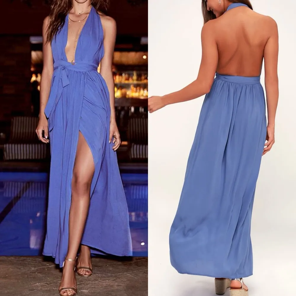 Lulu’s Magical Movement Periwinkle Blue Wrap Maxi Dress Sz Small - Image 2