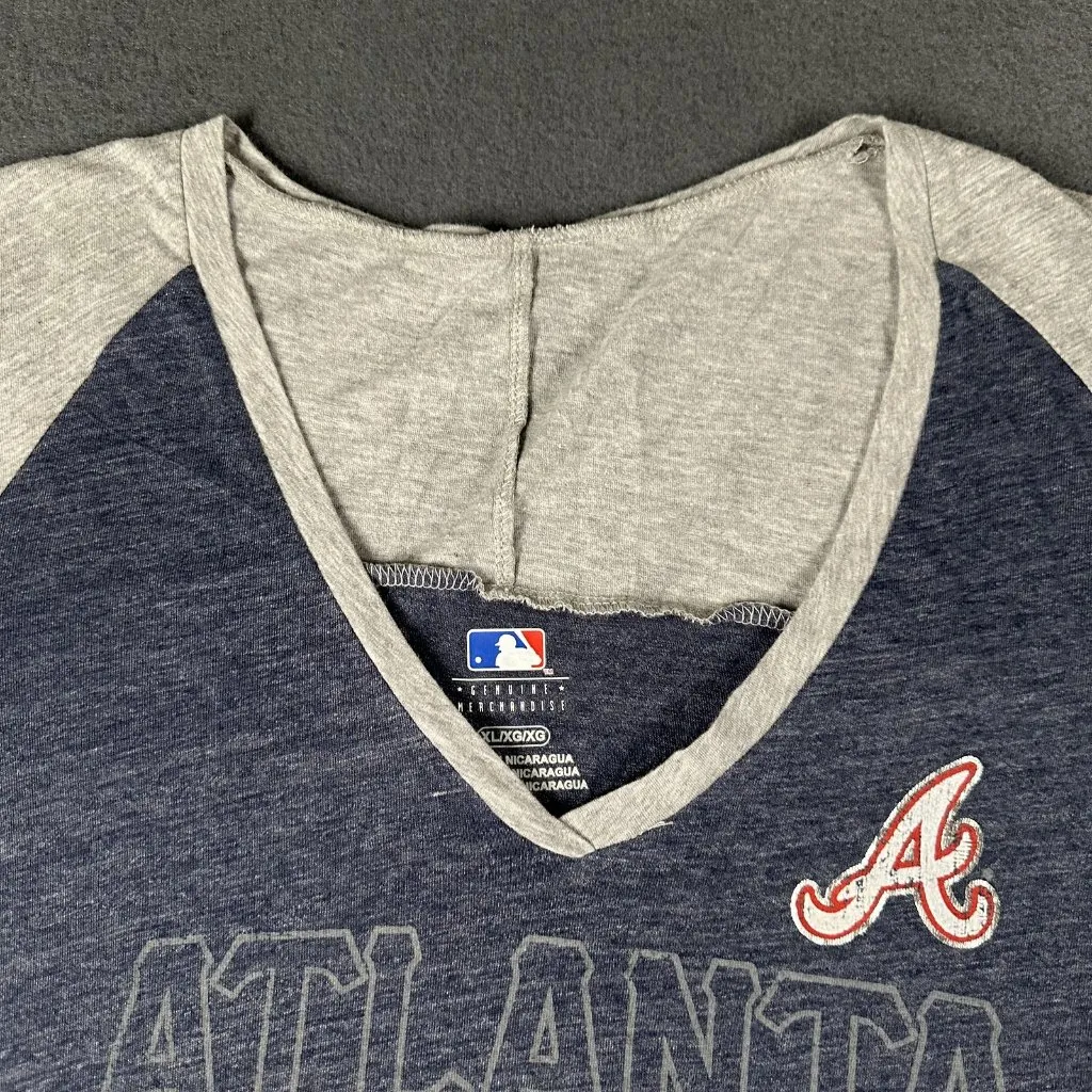 Atlanta Braves Shirt Womens‎ XL Blue Gray MLB Baseball Tee Short Sleeve Genuine - Image 2
