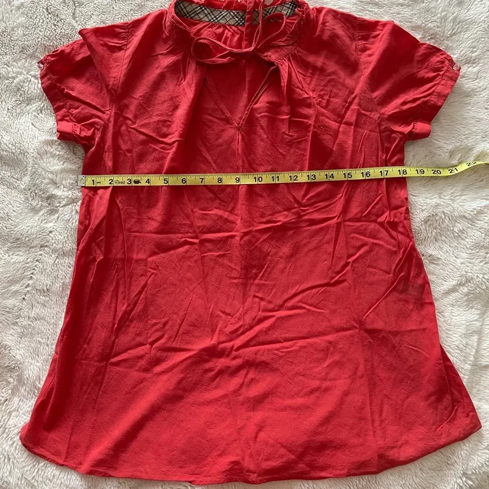 Women’s EUC Burberry London Blue Label (Japan) Coral Eyelet Red Blouse size 38 - Image 4