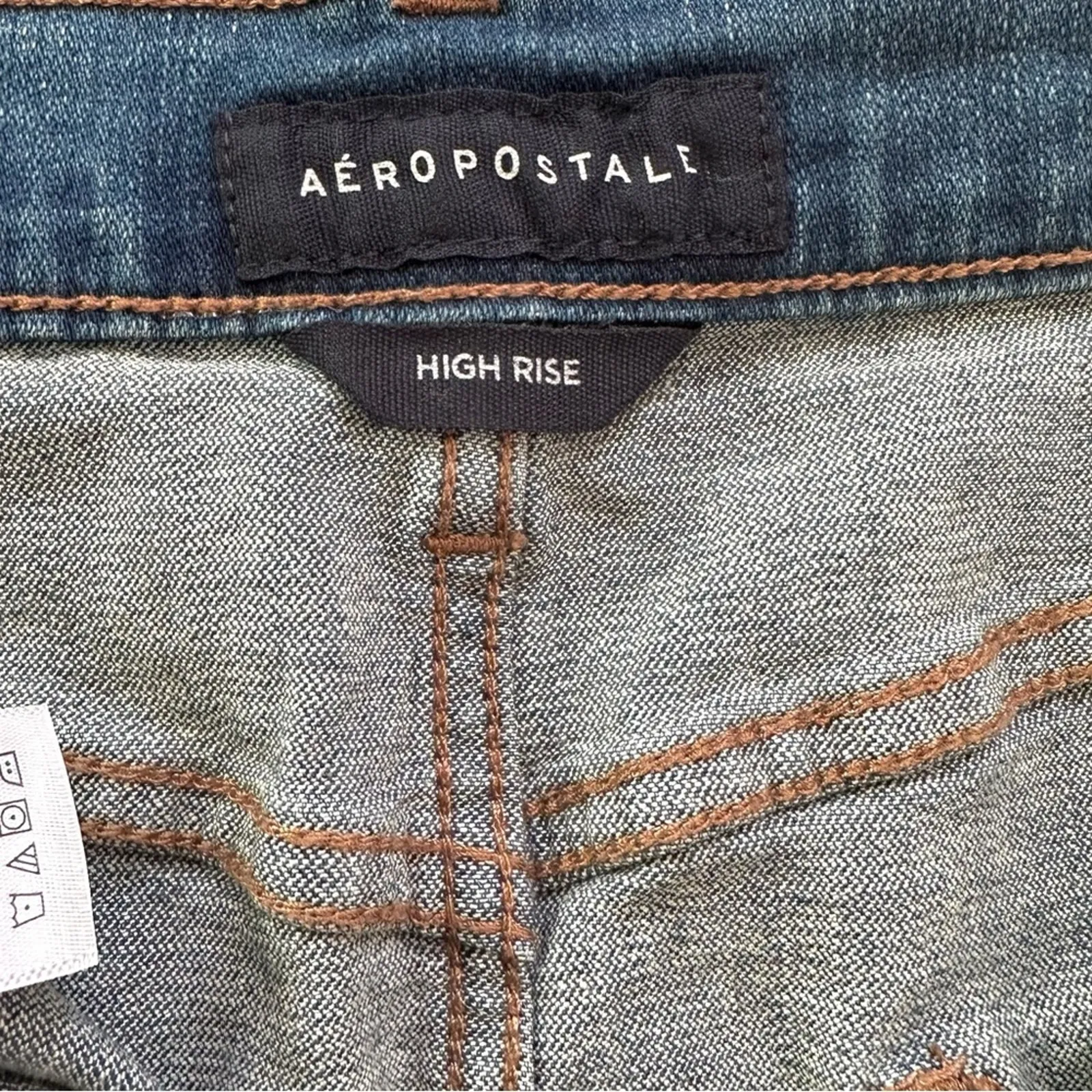 Aeropostale Jean Skirt AERO High Rise Distressed Denim Raw Hem Mini Size 2 NEW - Image 8