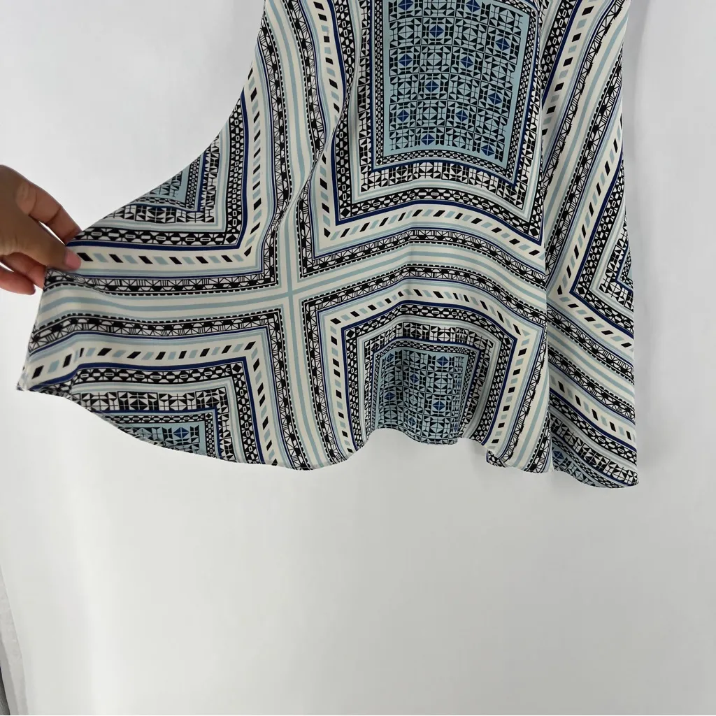 Parker Silk Geometric Print Keyhole Chest Halter Neck Fit &‎ Flare Dress XS - Image 6