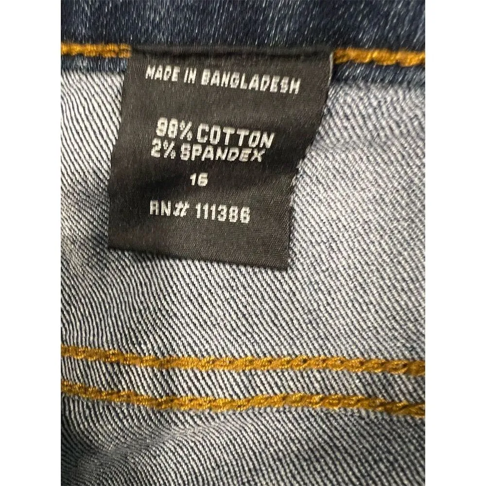 Casual Designs Women's Size 16 Blue Straight Denim Jeans Dark Wash - Image 4