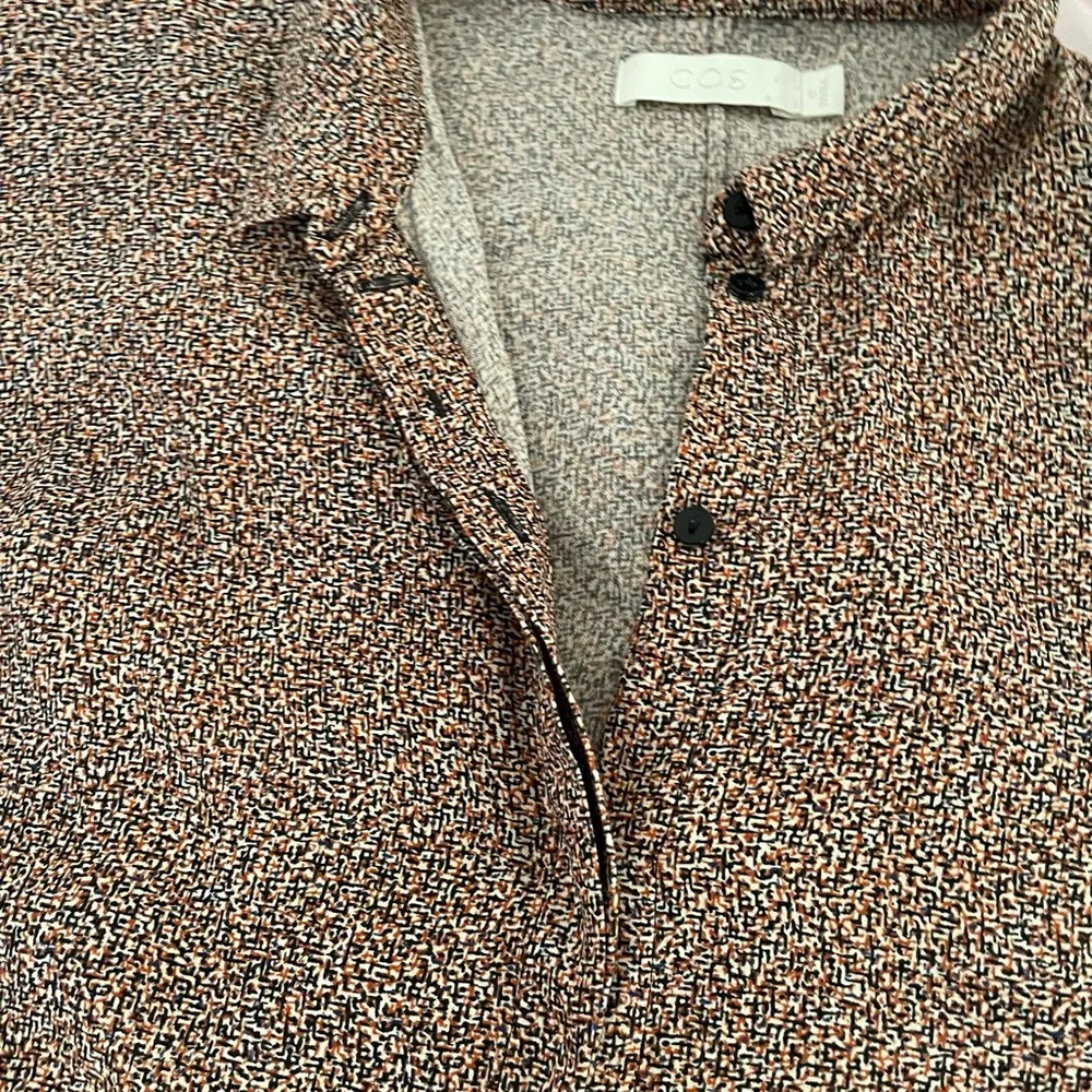 COS wool blend marled brown collared button down midi shirt dress, size XS fall - Image 13