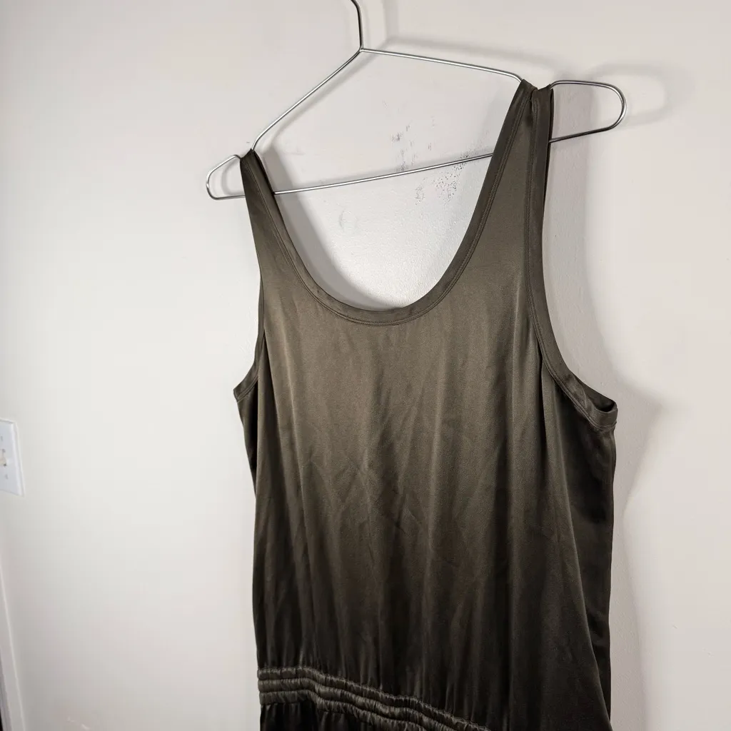 Theory  Olive Silk Drawstring Jumpsuit - Image 5