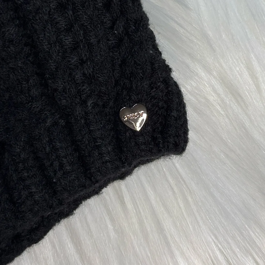 Juicy Couture Black Knit Pom Pom Beanie - Image 2