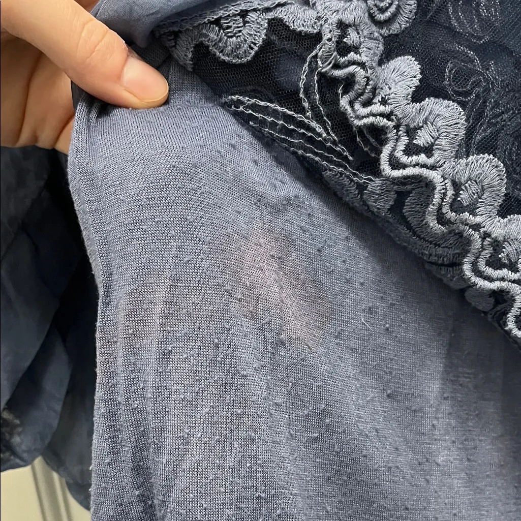 Scandal Italian Slate Blue Ethereal Short Sleeve Blouse Top - Image 15