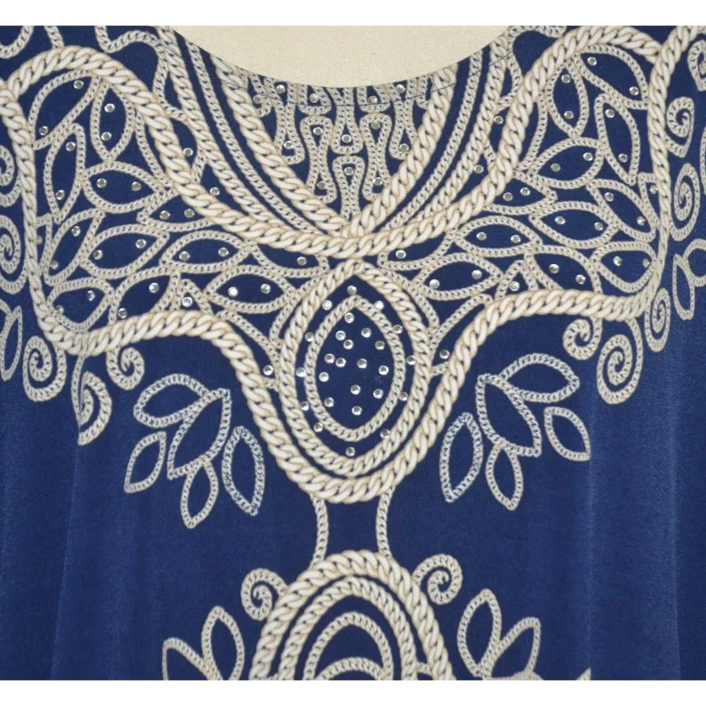 JM Collection Blue Studded Dolman Sleeve Blouse Top Plus Size 3X Tunic Office - Image 3