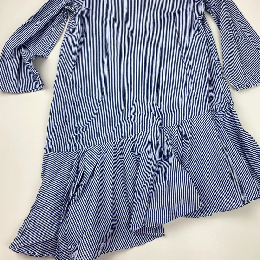 Zara Trafaluc Asymmetric Striped Dress Blue White Women’s Size XS - Image 3