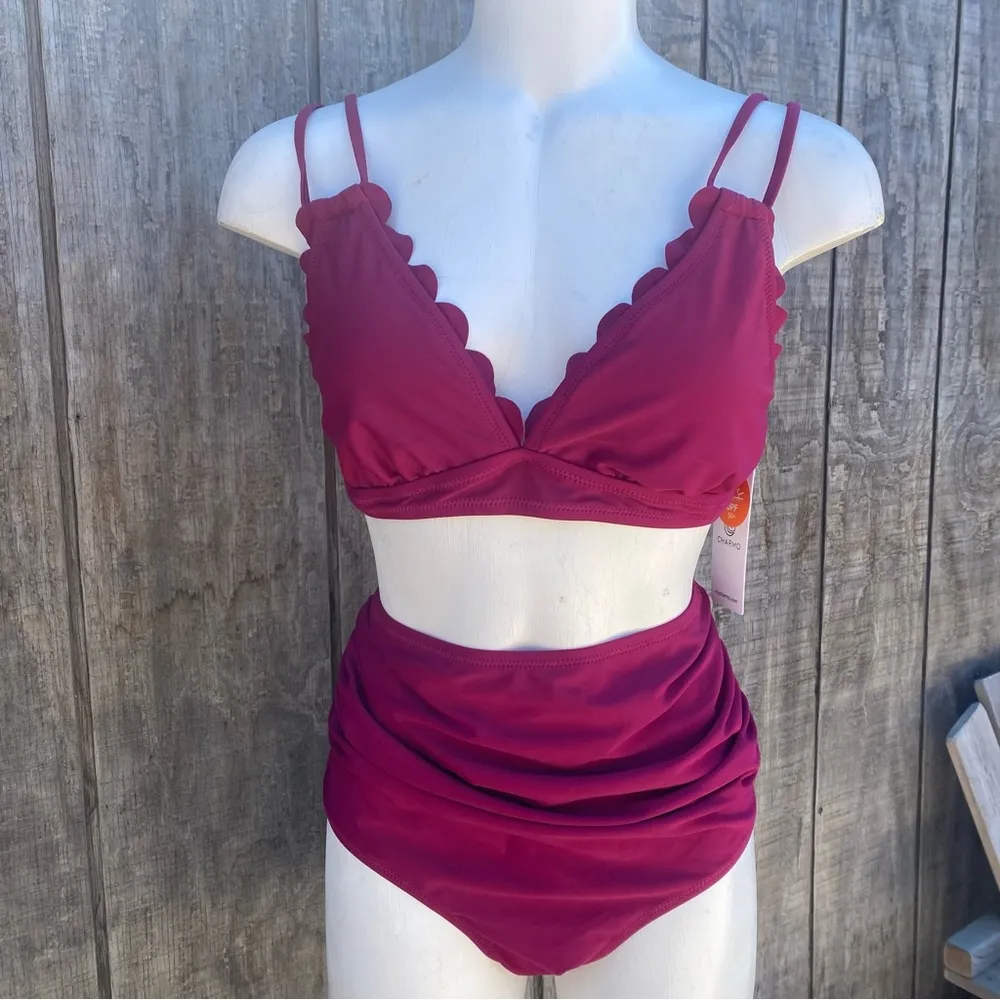 Charmo Two Piece Bikini Scalloped Top Hi - Image 2