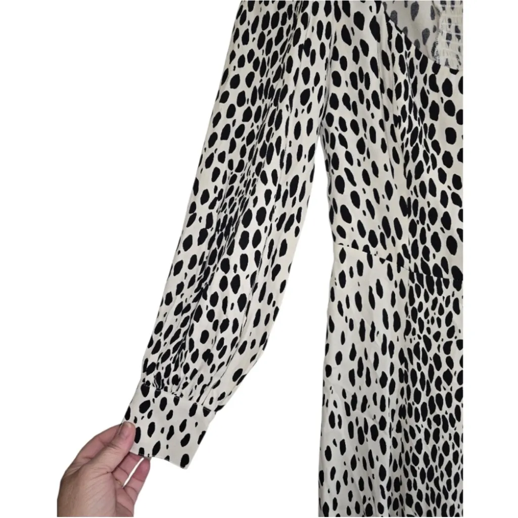 NWOT Reformation Alessi Midi Dress in
Cheetah Print Black White Long Sleeve 0 - Image 9